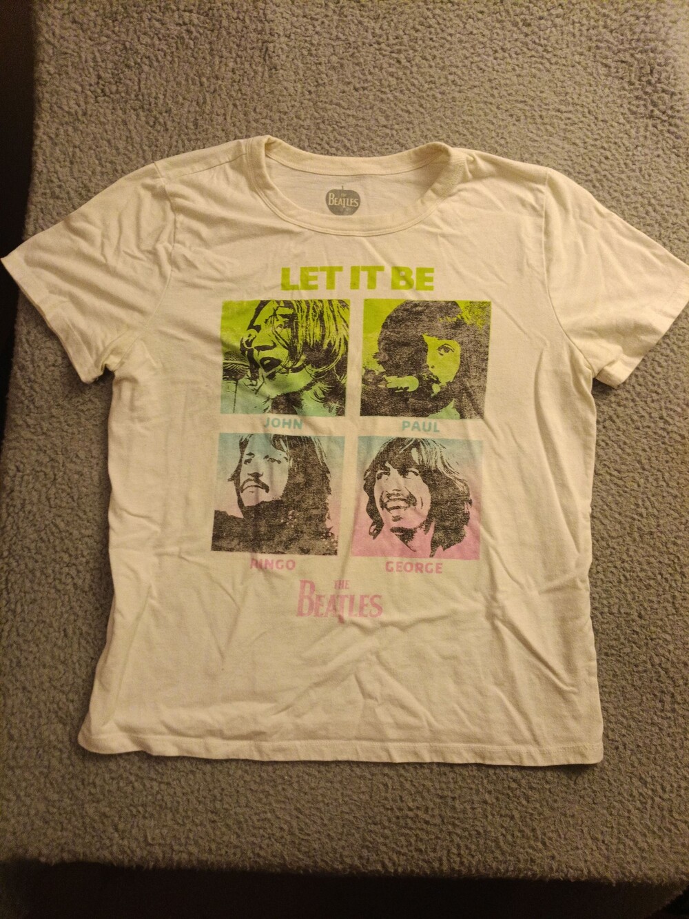 The Beatles Let It Be White Short Sleeve Crew Neck T-Shirt 3527